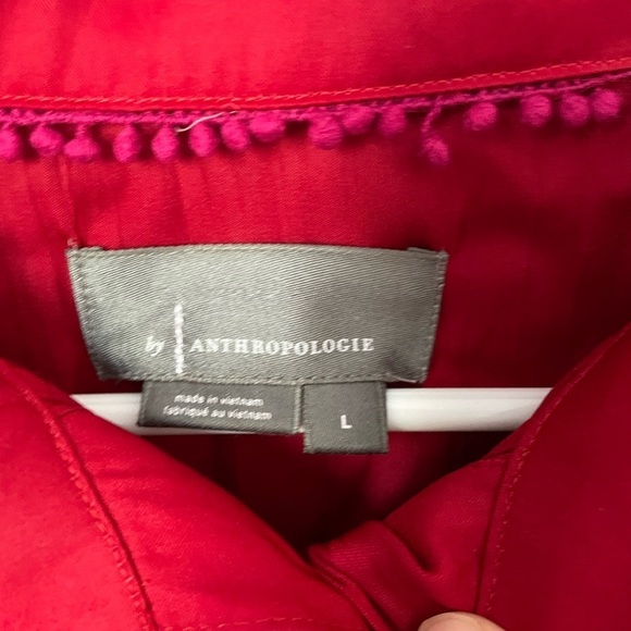 Anthropologie Red Pleated Long Sleeve Blouse Size Large - Picture 3 of 8